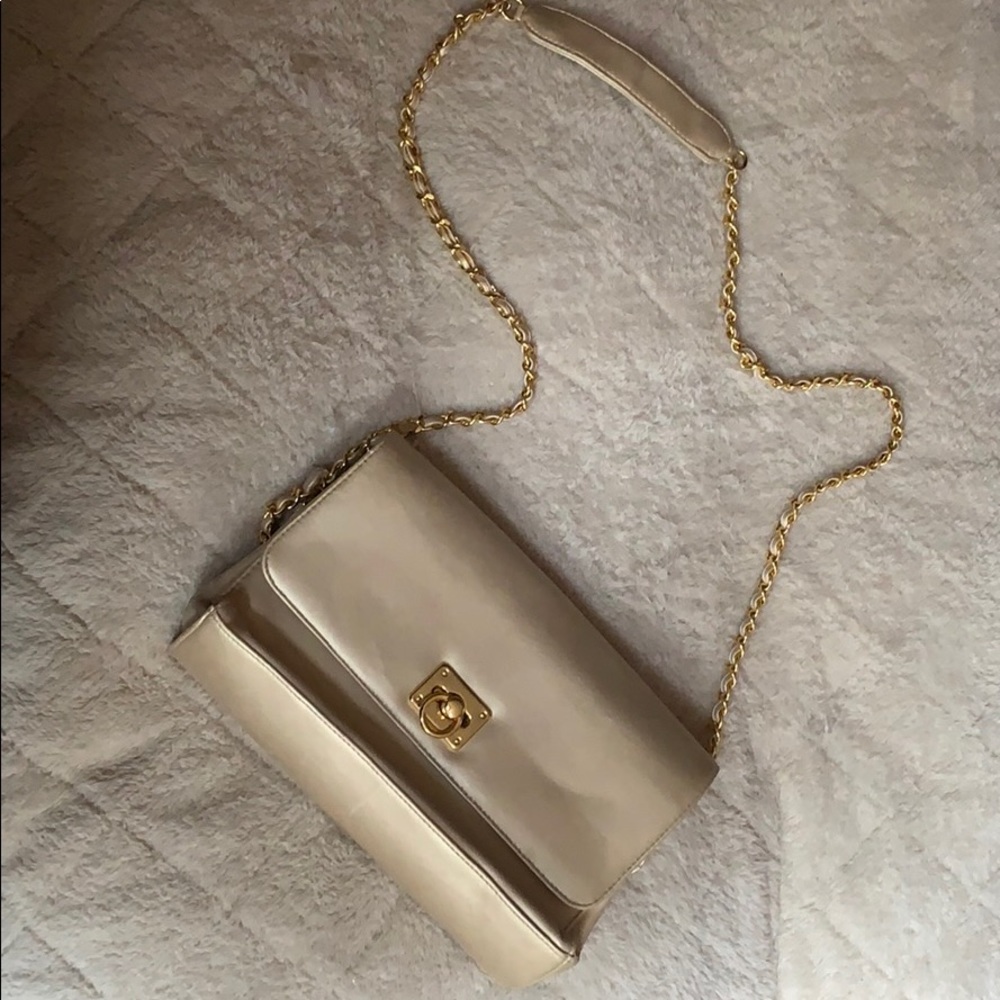 Lord & Taylor gold leather handbag
